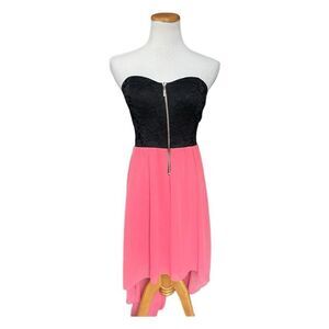 Womens B Darlin Mixed Media Strapless Lace & Chiffon Hi-Low Dress - Sz 11/12